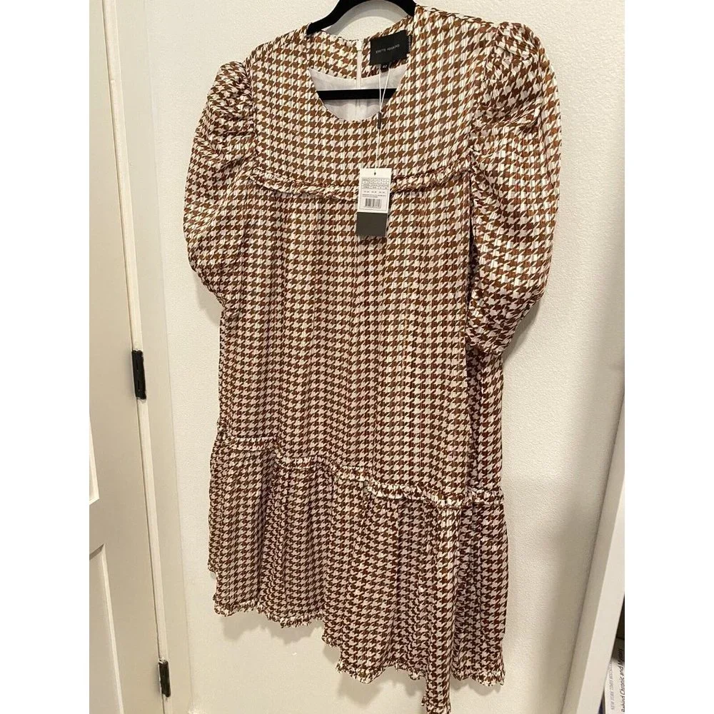 $338 Birgitte Herskind Sus Shift Dress  Pepita Houndstooth Print Size US 12 XL - Picture 4 of 7